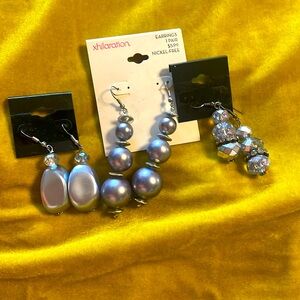 Fabulous! 3 pair of dangling earrings (slight imperfections) sold as a bunch